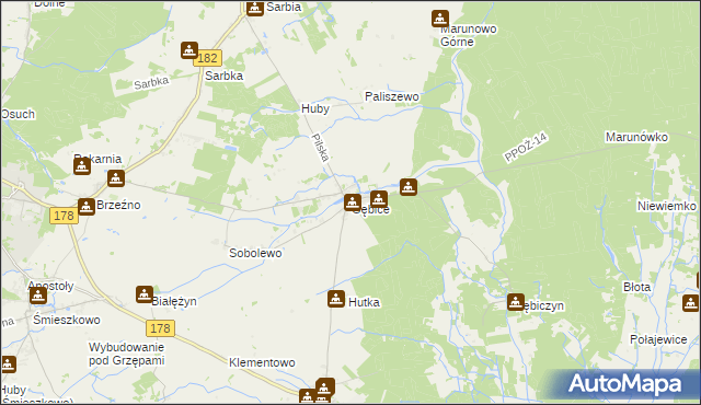 mapa Gębice gmina Czarnków, Gębice gmina Czarnków na mapie Targeo