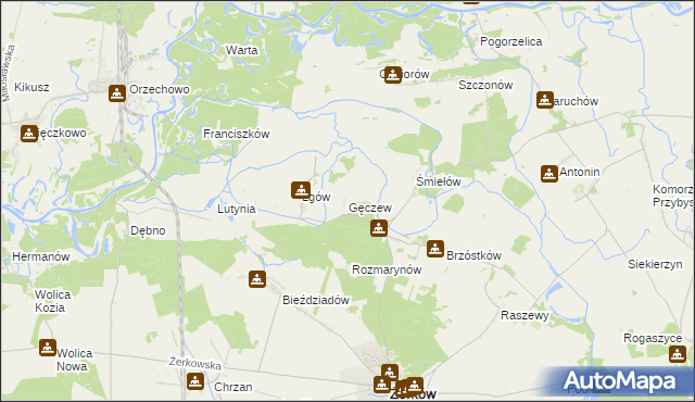 mapa Gęczew, Gęczew na mapie Targeo