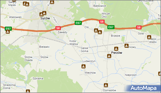 mapa Gęsia Górka, Gęsia Górka na mapie Targeo