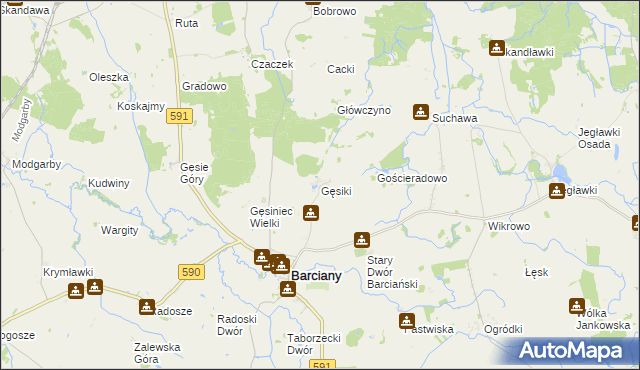 mapa Gęsiki, Gęsiki na mapie Targeo