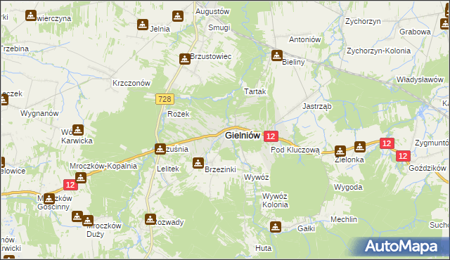 mapa Gielniów, Gielniów na mapie Targeo