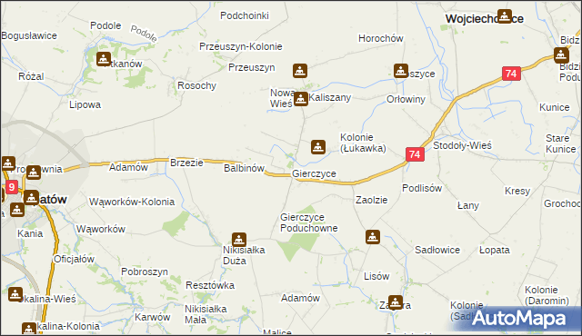 mapa Gierczyce gmina Wojciechowice, Gierczyce gmina Wojciechowice na mapie Targeo