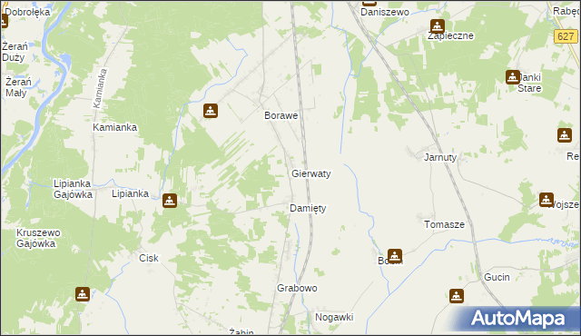 mapa Gierwaty gmina Goworowo, Gierwaty gmina Goworowo na mapie Targeo