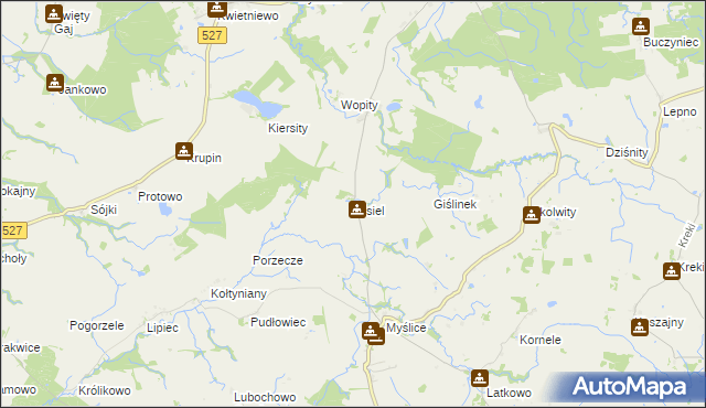 mapa Gisiel gmina Stary Dzierzgoń, Gisiel gmina Stary Dzierzgoń na mapie Targeo