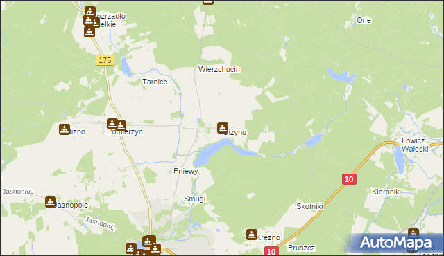 mapa Giżyno gmina Kalisz Pomorski, Giżyno gmina Kalisz Pomorski na mapie Targeo