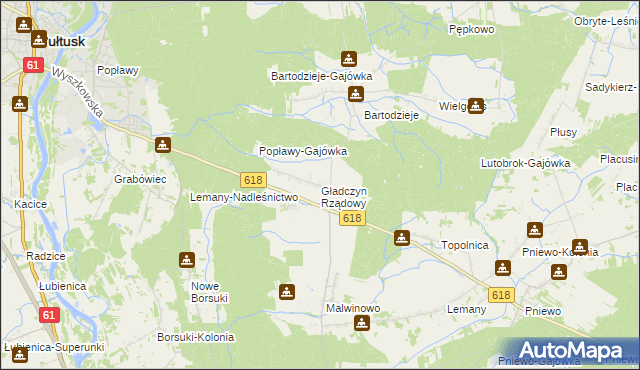 mapa Gładczyn Rządowy, Gładczyn Rządowy na mapie Targeo