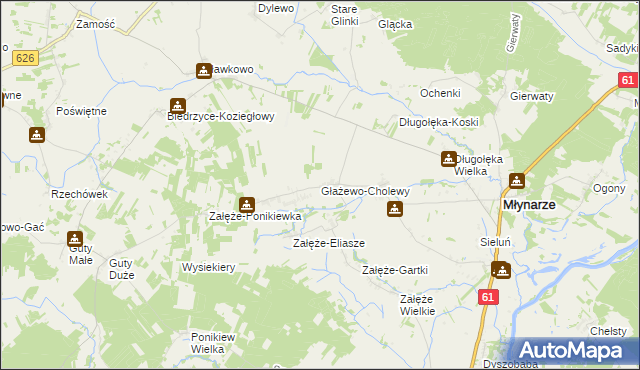 mapa Głażewo-Cholewy, Głażewo-Cholewy na mapie Targeo