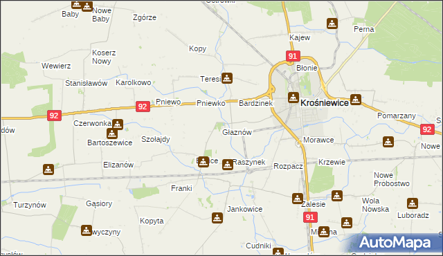 mapa Głaznów, Głaznów na mapie Targeo