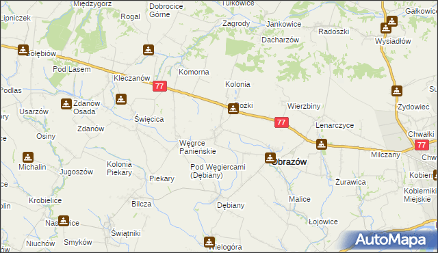 mapa Głazów gmina Obrazów, Głazów gmina Obrazów na mapie Targeo