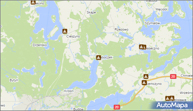 mapa Głęboczek gmina Czaplinek, Głęboczek gmina Czaplinek na mapie Targeo