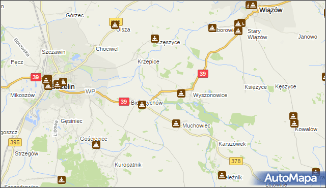 mapa Głęboka gmina Strzelin, Głęboka gmina Strzelin na mapie Targeo