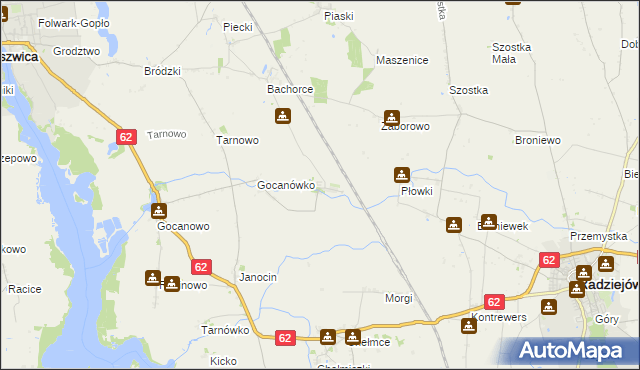 mapa Głębokie gmina Kruszwica, Głębokie gmina Kruszwica na mapie Targeo