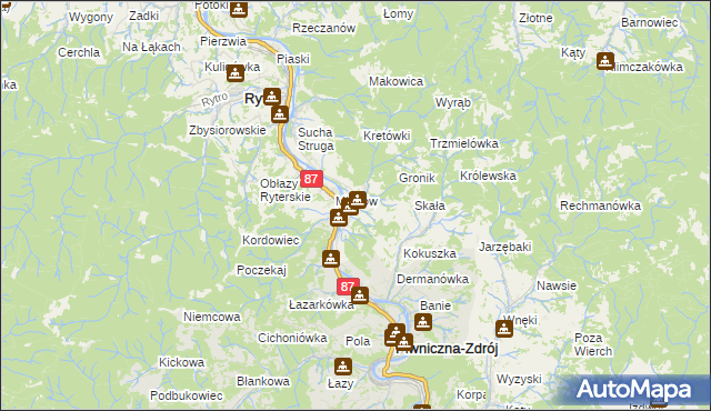 mapa Głębokie gmina Piwniczna-Zdrój, Głębokie gmina Piwniczna-Zdrój na mapie Targeo