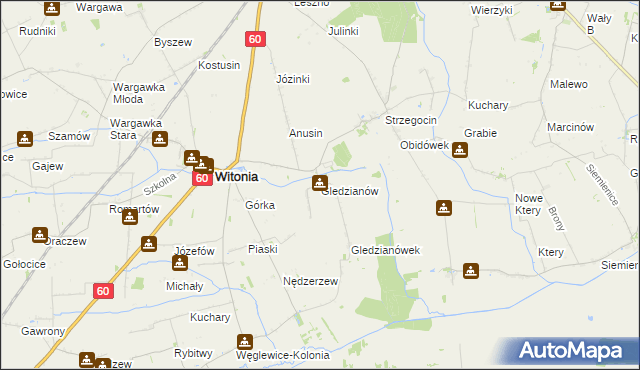 mapa Gledzianów, Gledzianów na mapie Targeo