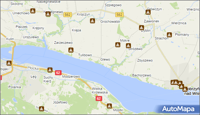 mapa Glewo gmina Dobrzyń nad Wisłą, Glewo gmina Dobrzyń nad Wisłą na mapie Targeo