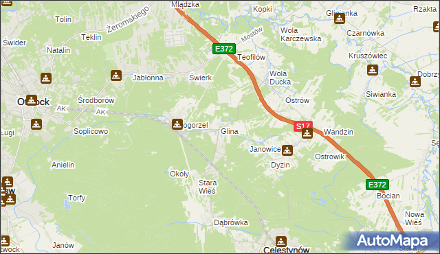 mapa Glina gmina Celestynów, Glina gmina Celestynów na mapie Targeo