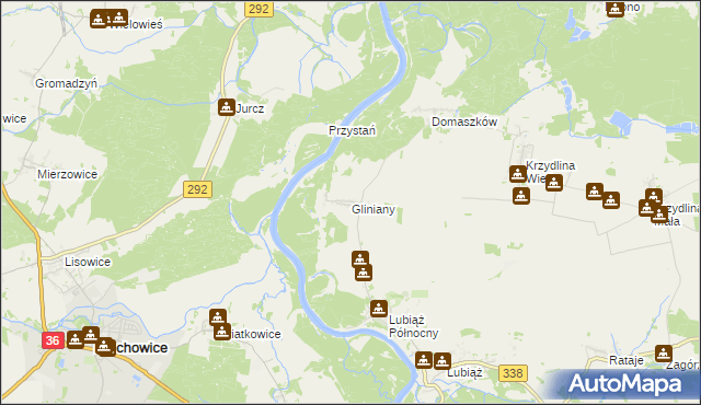 mapa Gliniany gmina Wołów, Gliniany gmina Wołów na mapie Targeo