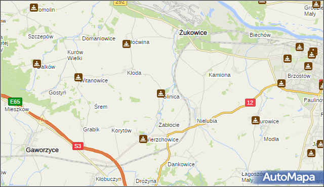 mapa Glinica gmina Żukowice, Glinica gmina Żukowice na mapie Targeo