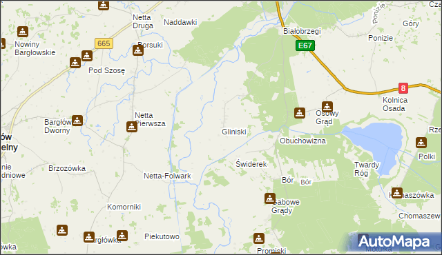 mapa Gliniski, Gliniski na mapie Targeo