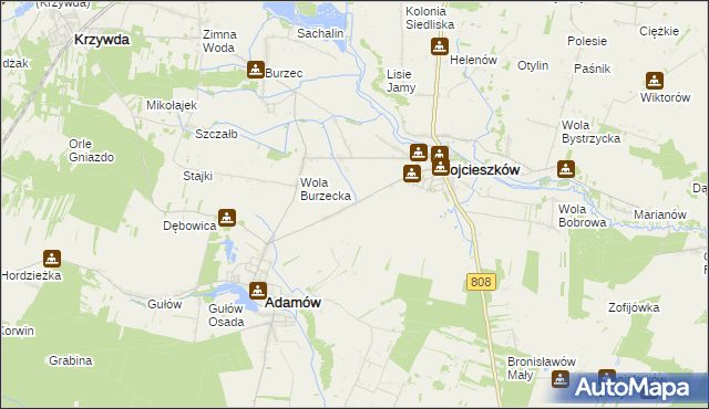 mapa Glinne gmina Wojcieszków, Glinne gmina Wojcieszków na mapie Targeo