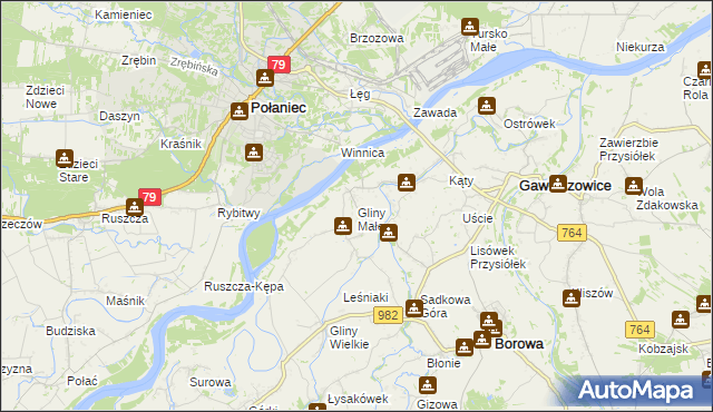 mapa Gliny Małe, Gliny Małe na mapie Targeo