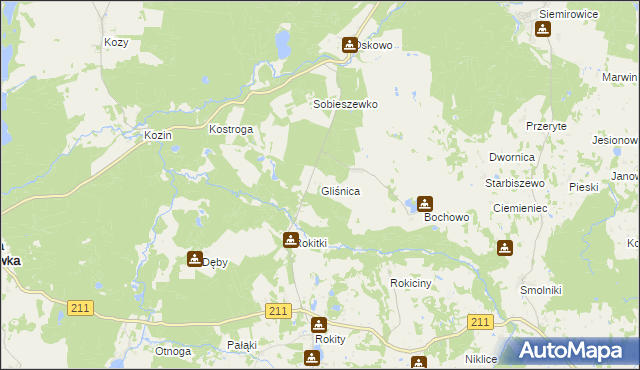 mapa Gliśnica gmina Czarna Dąbrówka, Gliśnica gmina Czarna Dąbrówka na mapie Targeo