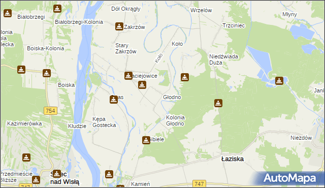 mapa Głodno gmina Łaziska, Głodno gmina Łaziska na mapie Targeo