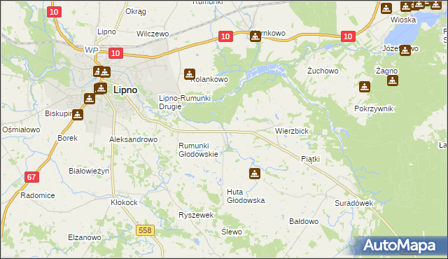 mapa Głodowo gmina Lipno, Głodowo gmina Lipno na mapie Targeo