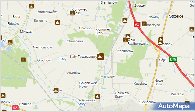 mapa Głogowiec gmina Kutno, Głogowiec gmina Kutno na mapie Targeo