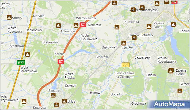 mapa Głosków gmina Piaseczno, Głosków gmina Piaseczno na mapie Targeo