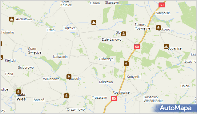 mapa Główczyn gmina Mała Wieś, Główczyn gmina Mała Wieś na mapie Targeo