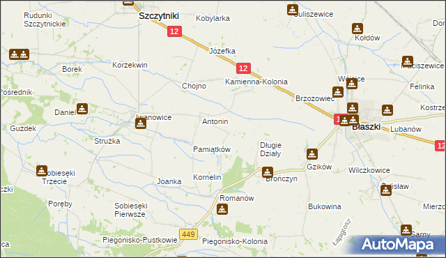 mapa Główczyn gmina Szczytniki, Główczyn gmina Szczytniki na mapie Targeo