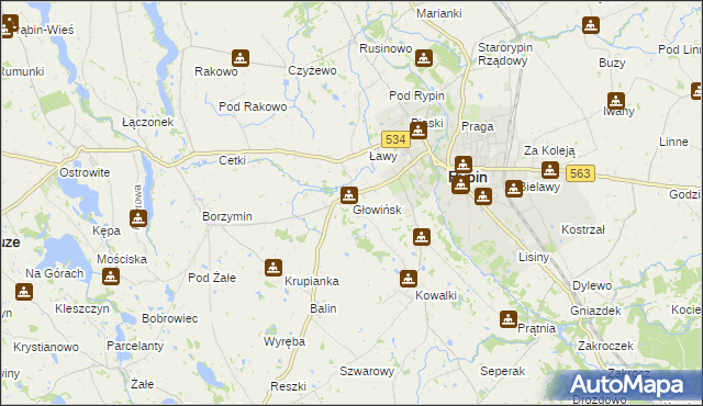 mapa Głowińsk, Głowińsk na mapie Targeo