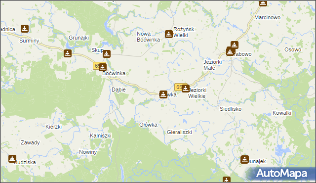 mapa Główka gmina Gołdap, Główka gmina Gołdap na mapie Targeo