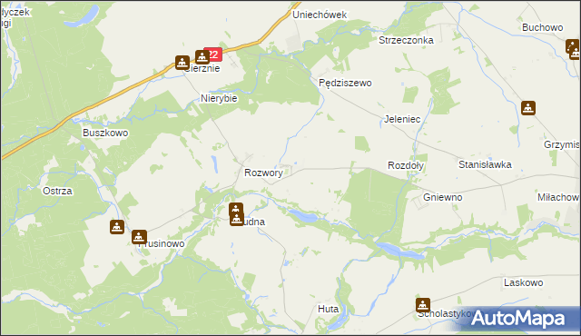 mapa Główna gmina Debrzno, Główna gmina Debrzno na mapie Targeo