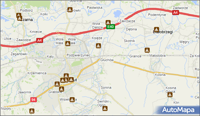 mapa Głuchów gmina Łańcut, Głuchów gmina Łańcut na mapie Targeo