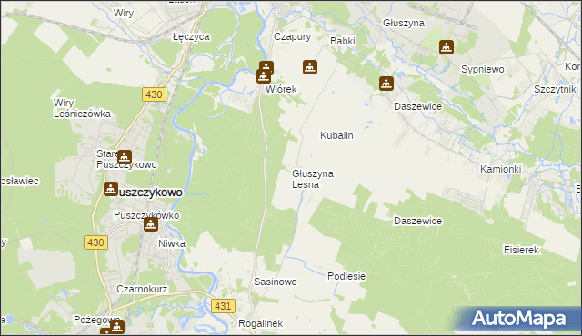 mapa Głuszyna Leśna, Głuszyna Leśna na mapie Targeo