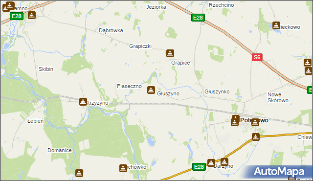 mapa Głuszyno, Głuszyno na mapie Targeo