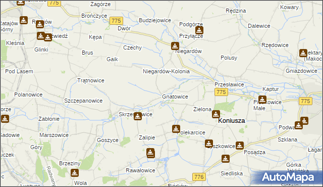 mapa Gnatowice, Gnatowice na mapie Targeo