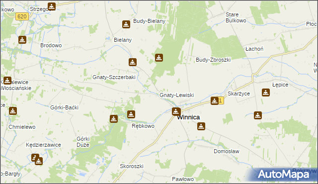 mapa Gnaty-Lewiski, Gnaty-Lewiski na mapie Targeo