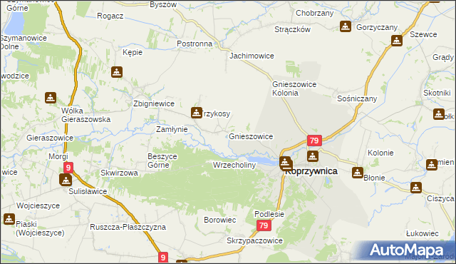 mapa Gnieszowice, Gnieszowice na mapie Targeo