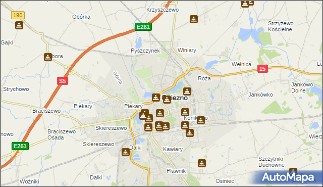 mapa Gniezna, Gniezno na mapie Targeo