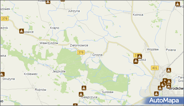 mapa Gnojna gmina Grodków, Gnojna gmina Grodków na mapie Targeo