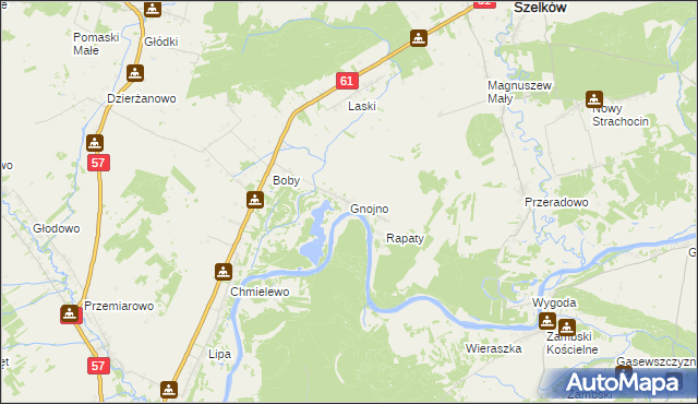 mapa Gnojno gmina Pułtusk, Gnojno gmina Pułtusk na mapie Targeo