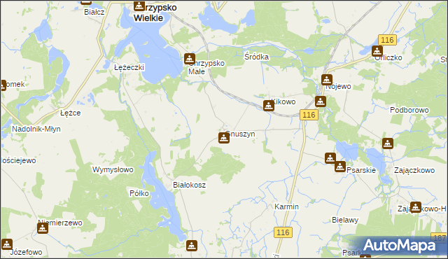 mapa Gnuszyn, Gnuszyn na mapie Targeo