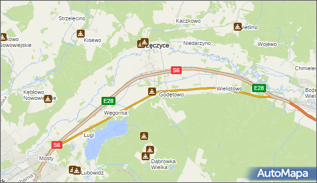 mapa Godętowo, Godętowo na mapie Targeo