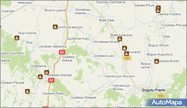 mapa Godlewo-Łuby, Godlewo-Łuby na mapie Targeo