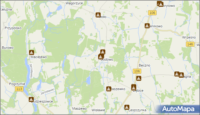 mapa Godowo gmina Maszewo, Godowo gmina Maszewo na mapie Targeo