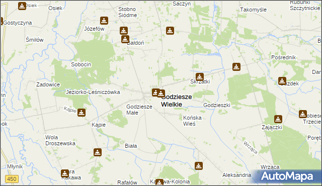 mapa Godziesze Wielkie, Godziesze Wielkie na mapie Targeo