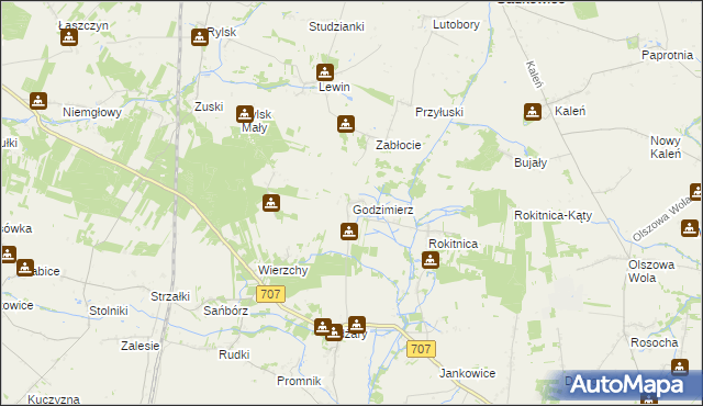 mapa Godzimierz gmina Nowe Miasto nad Pilicą, Godzimierz gmina Nowe Miasto nad Pilicą na mapie Targeo